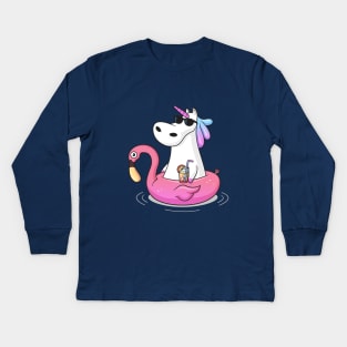 Pool Party Unicorn Kids Long Sleeve T-Shirt